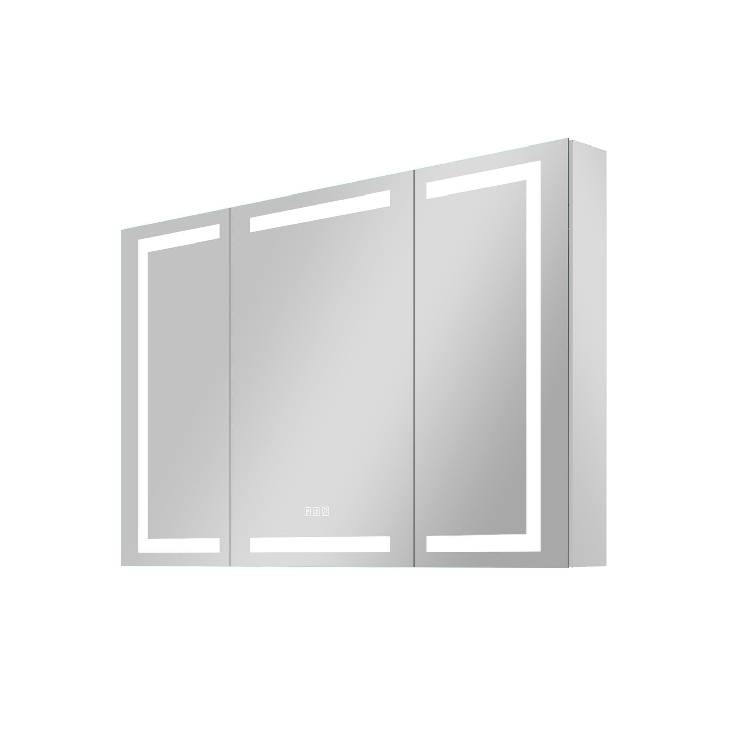 Forclover 48-in x 30-in Lighted LED Fog Free Surface/Recessed Mount Silver Mirrored Soft Close Medicine Cabinet with Outlet