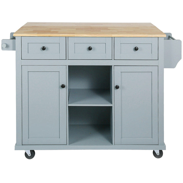 BABOOM Gray Mdf Base with Wood Top Rolling Kitchen Island (29.5-in x 53.1-in x 37.2-in)