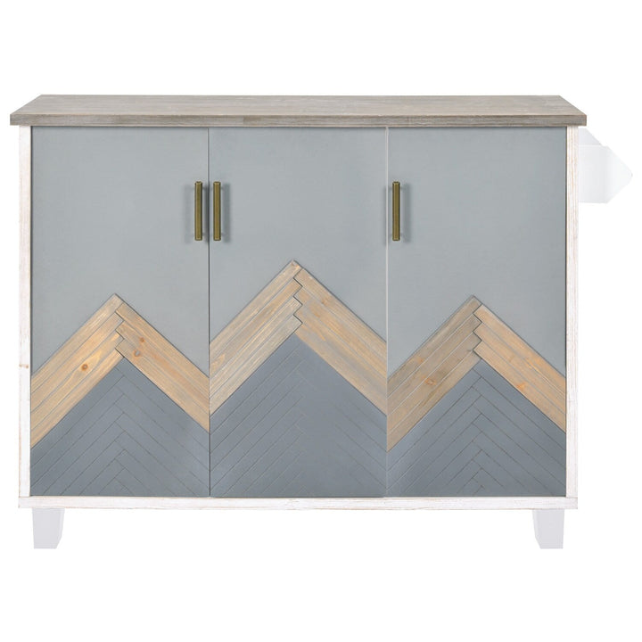 BABOOM Gray Mdf Base with Wood Top Rolling Kitchen Island (25.8-in x 51.6-in x 36.7-in)
