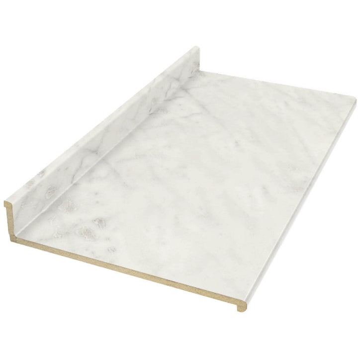 VT Dimensions Formica 8-ft Carrara Bianco Straight Laminate Kitchen Countertop with Integrated Backsplash