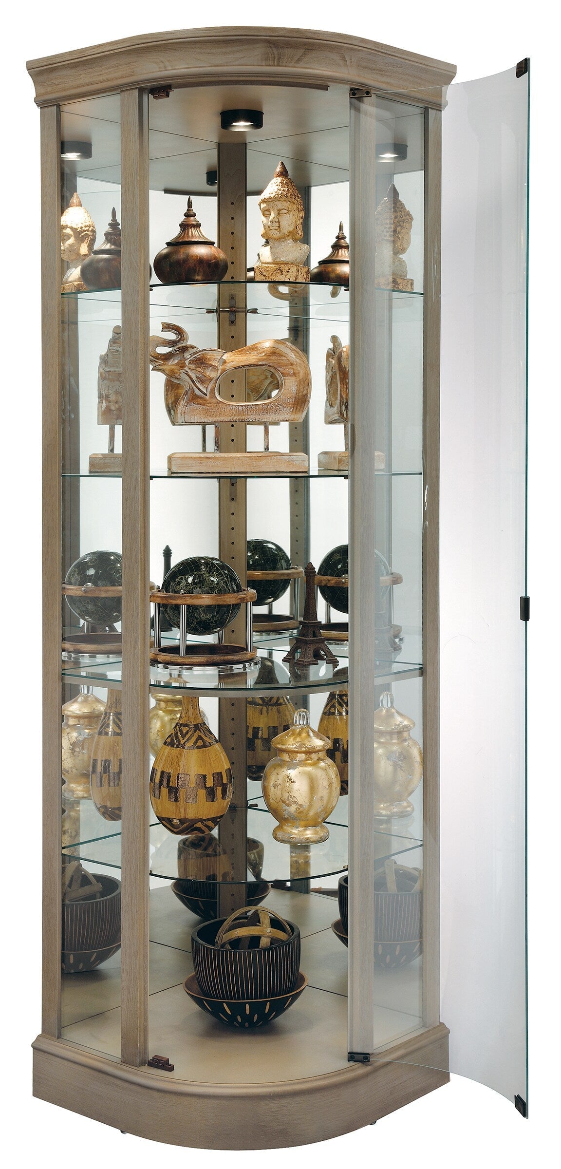 Howard Miller Contemporary/Modern Aged Grey Wood Curio Cabinet