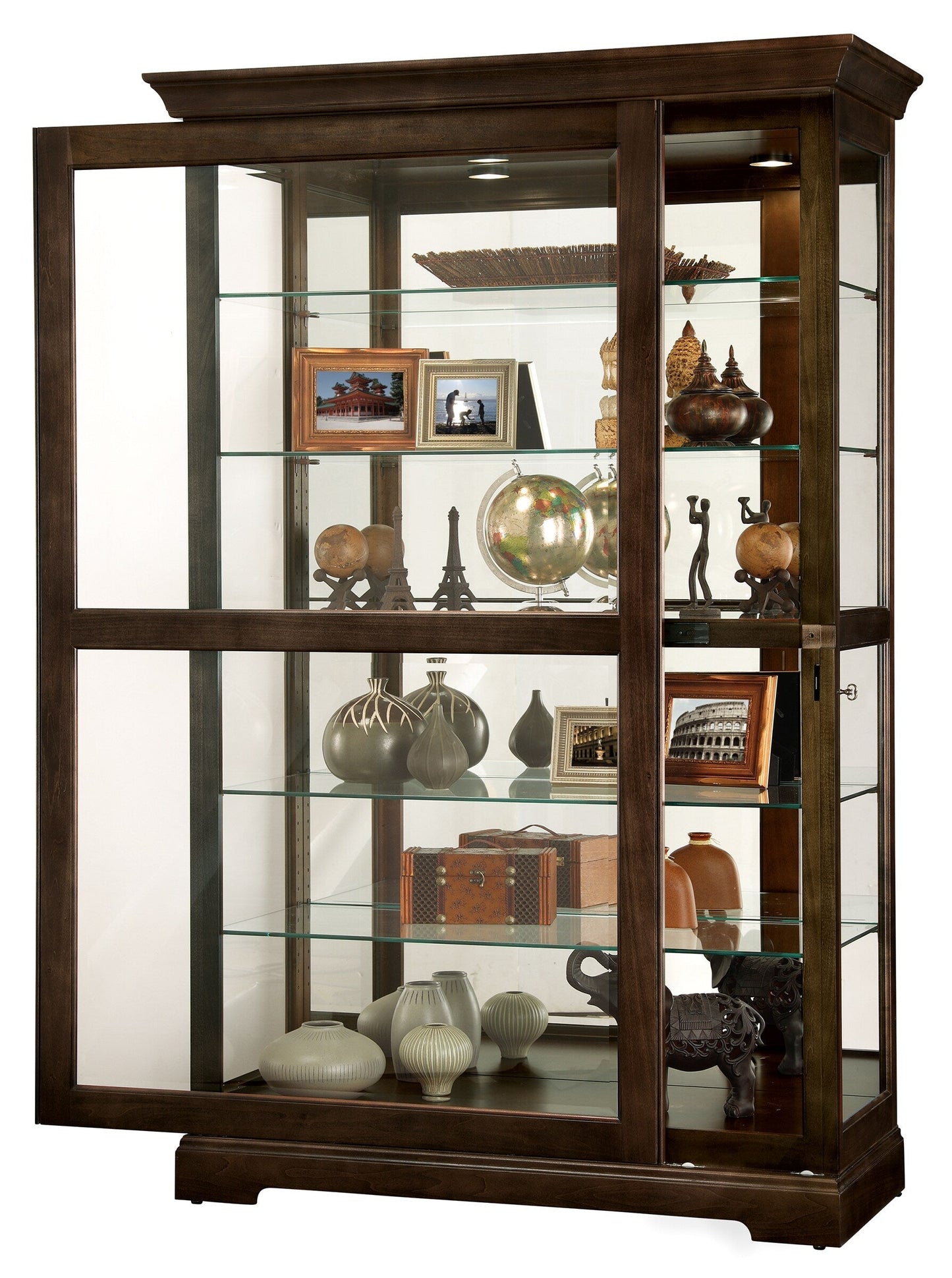 Howard Miller Traditional Espresso Wood Asian Hardwood Curio Cabinet