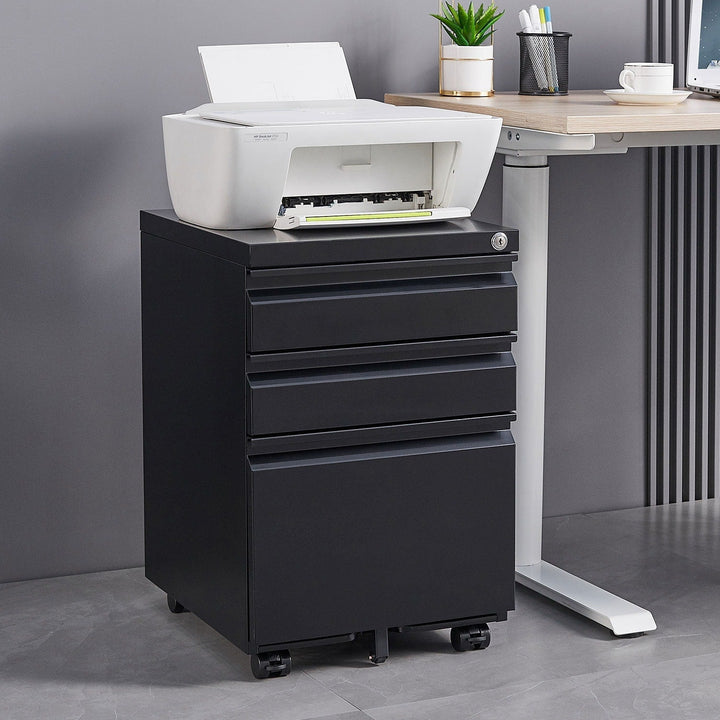 Mondawe Black 3-Drawer 15.35-in File Cabinet