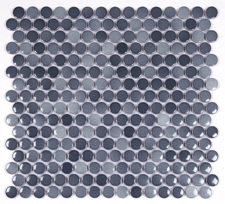 Abolos Classical Gray 12-in x 12-in Glazed Porcelain Patterned Penny round Floor and Wall Tile product image