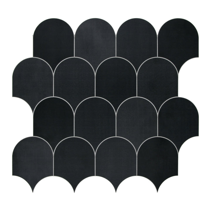 SUNWINGS Tile Black Mixed 11-in x 12-in Matte Composite Peel and stick Mosaic Wall Tile product image