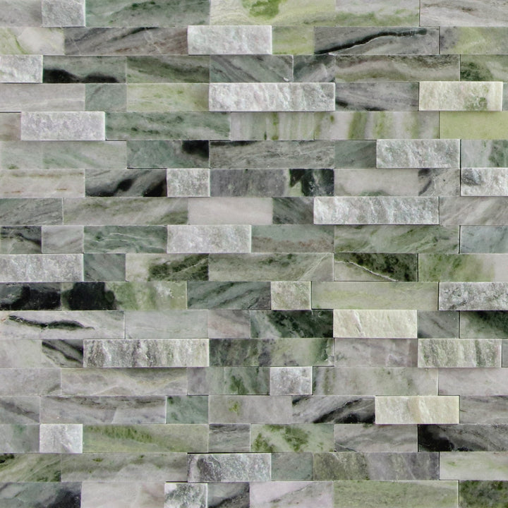 SUNWINGS 3D Stone Emerald Green 11-in x 12-in Polished Natural stone Marble Hexagon Peel and stick Mosaic Wall Tile product image
