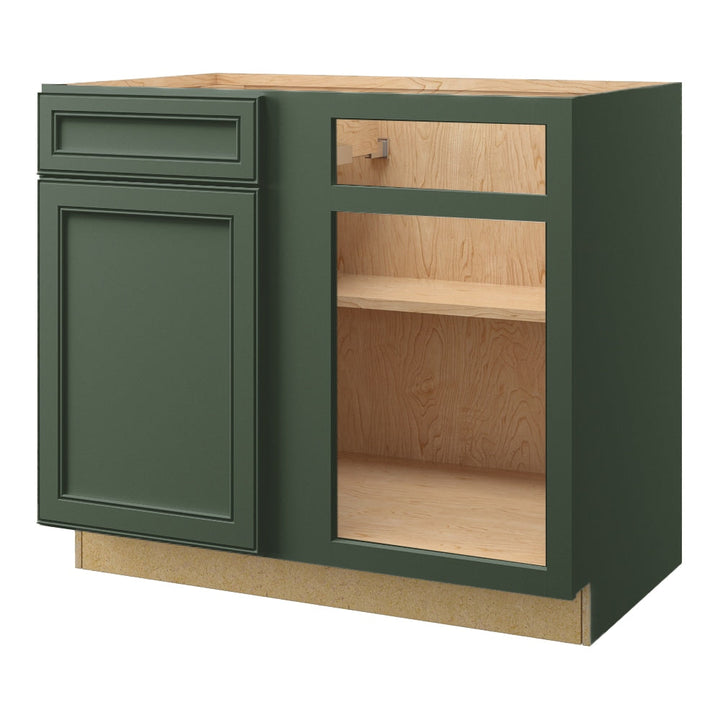 allen + roth Heathrow 39-in W x 34.5-in H x 24-in D Sage Blind 1-Drawer Corner Base Fully Assembled Cabinet (Recessed Panel Mitered Style)