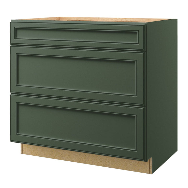 allen + roth Heathrow 36-in W x 34.5-in H x 24-in D Sage 3-Drawer Base Fully Assembled Cabinet (Recessed Panel Style)