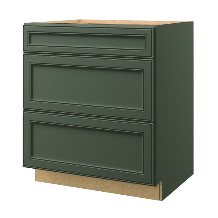 allen + roth Heathrow 30-in W x 34.5-in H x 24-in D Sage 3-Drawer Base Fully Assembled Cabinet (Recessed Panel Style)