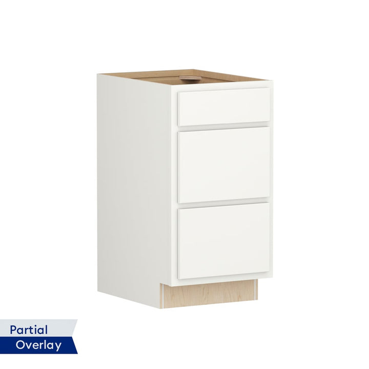 Shenandoah PRO Express Breckenridge 18-in W x 34.5-in H x 24-in D Linen Partial Overlay 3-Drawer Base Fully Assembled Plywood Cabinet