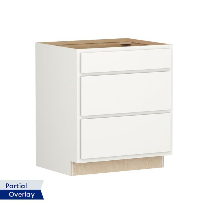 Shenandoah PRO Express Breckenridge 30-in W x 34.5-in H x 24-in D Linen Partial Overlay 3-Drawer Base Fully Assembled Plywood Cabinet