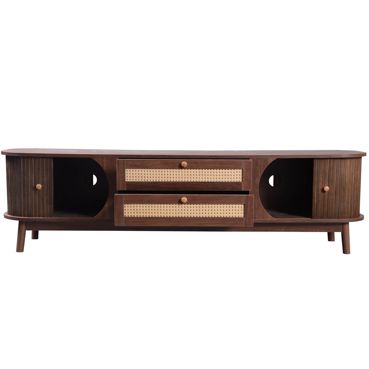 Fun Orange Modern/Contemporary Natural Wood+Brown Tv Cabinet (Accommodates TVs up to 70-in)