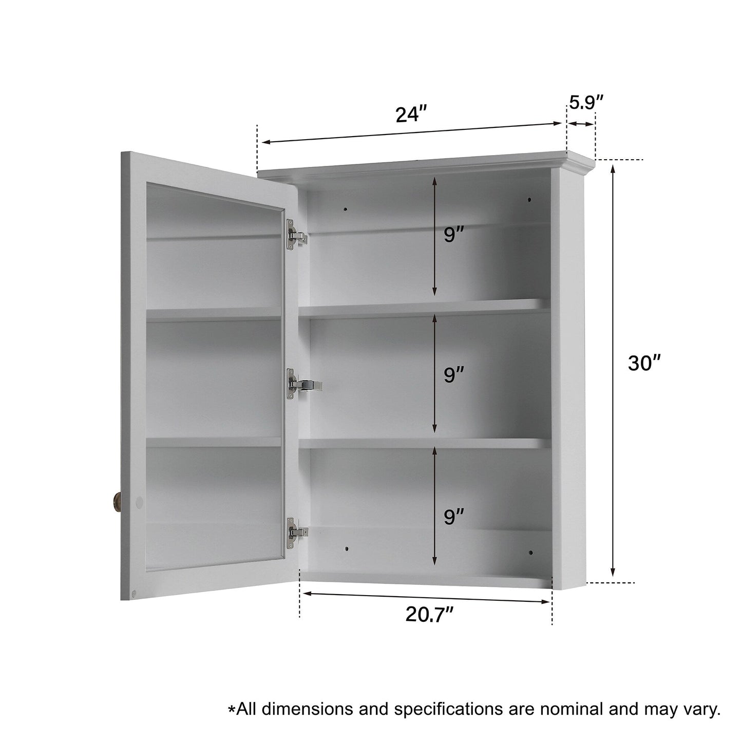 Forclover Assembled Solid Wood 24-in x 30-in Surface Mount Gray Mirrored Soft Close Medicine Cabinet