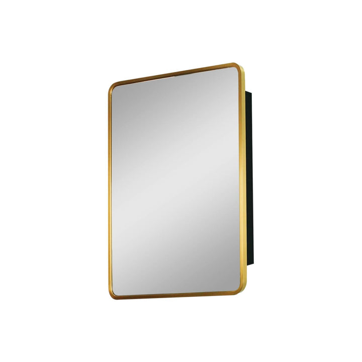 WELLFOR AO 24-in x 30-in Surface/Recessed Mount Gold Mirrored Medicine Cabinet