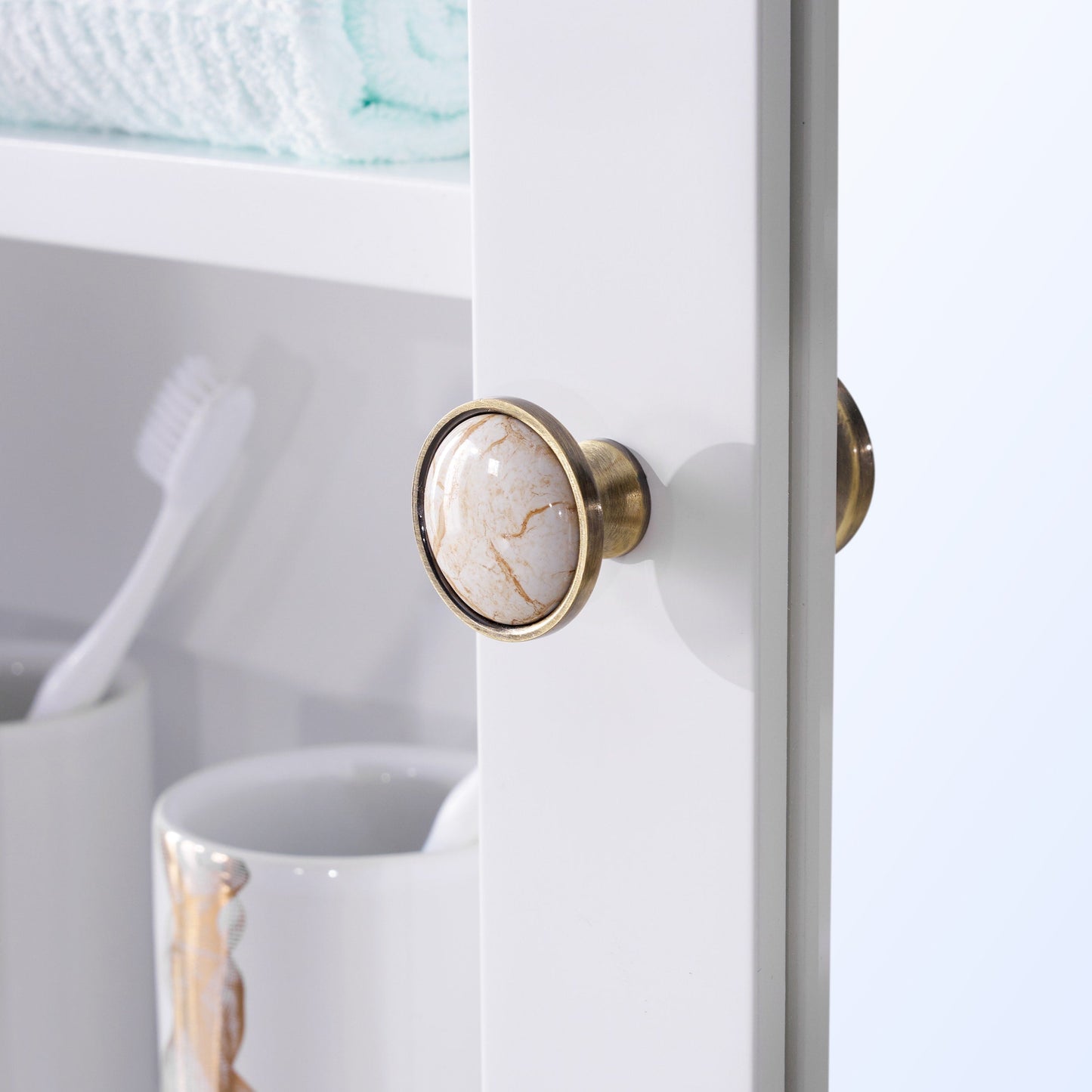 Forclover 55-in x 30-in Surface Mount White Mirrored Soft Close Medicine Cabinet