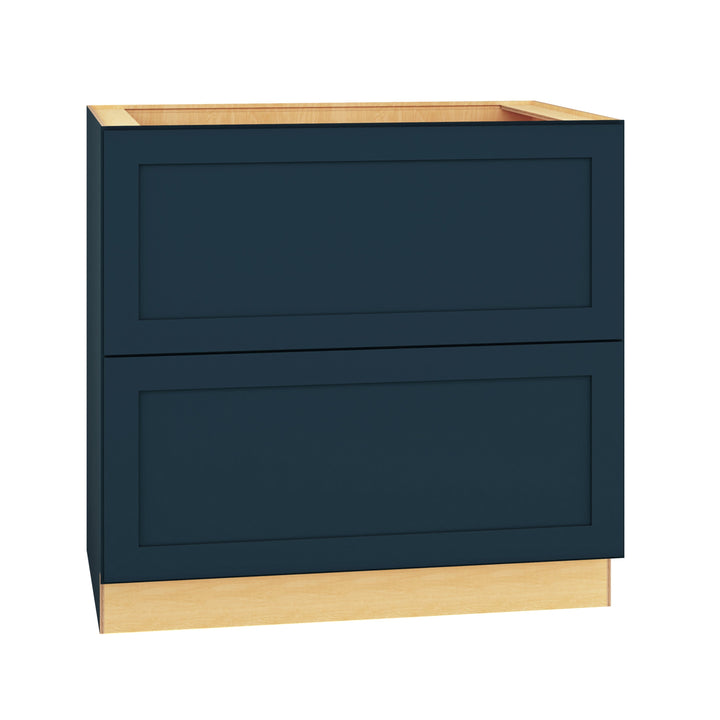 Diamond Express Jamestown 36-in W x 34.5-in H x 24-in D Regatta Blue 2-Drawer Base Fully Assembled Plywood Cabinet (Recessed Panel Shaker Style)