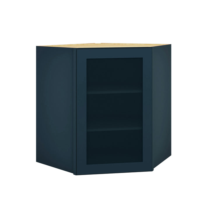 Diamond Express Jamestown 30-in W x 30-in H x 12-in D Regatta Blue Diagonal Corner Wall Fully Assembled Plywood Cabinet (Recessed Panel Shaker Style)