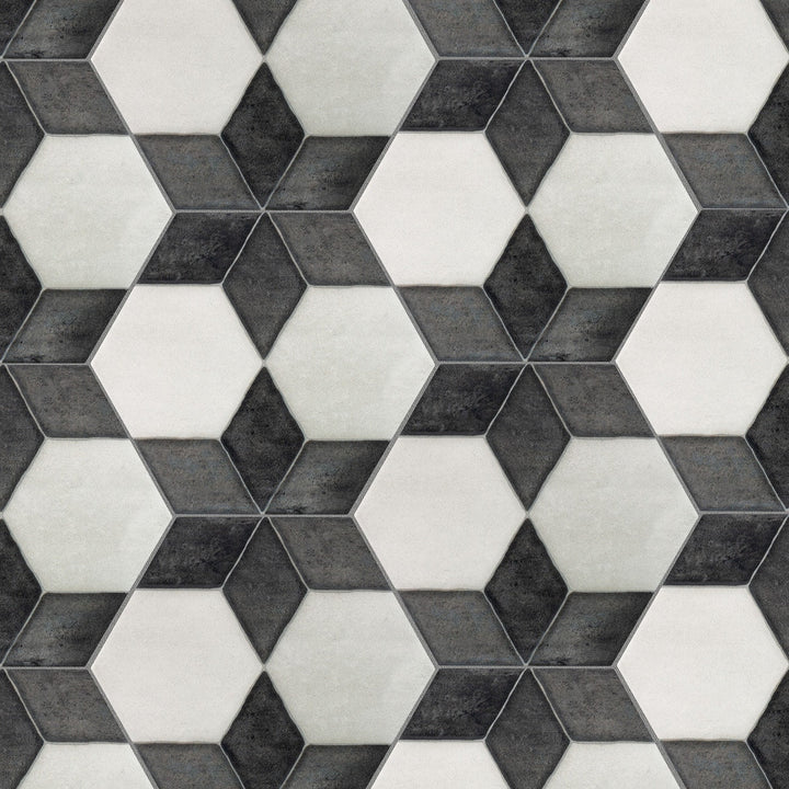 Starfire White and Black 6-in x 6-in Multi-finish Porcelain Patterned Floor and Wall Tile (0.177-sq ft/ Piece)