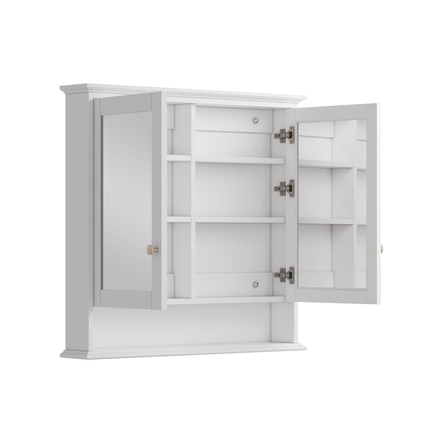 Forclover Solid Wood 36-in x 30-in Surface/Recessed Mount White Mirrored Soft Close Medicine Cabinet
