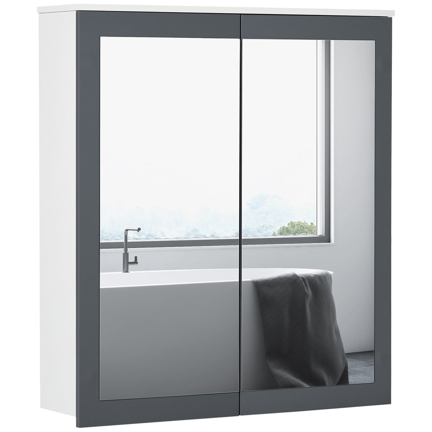 Forclover 24.5-in x 25.5-in Surface/Recessed Mount White Medicine Cabinet