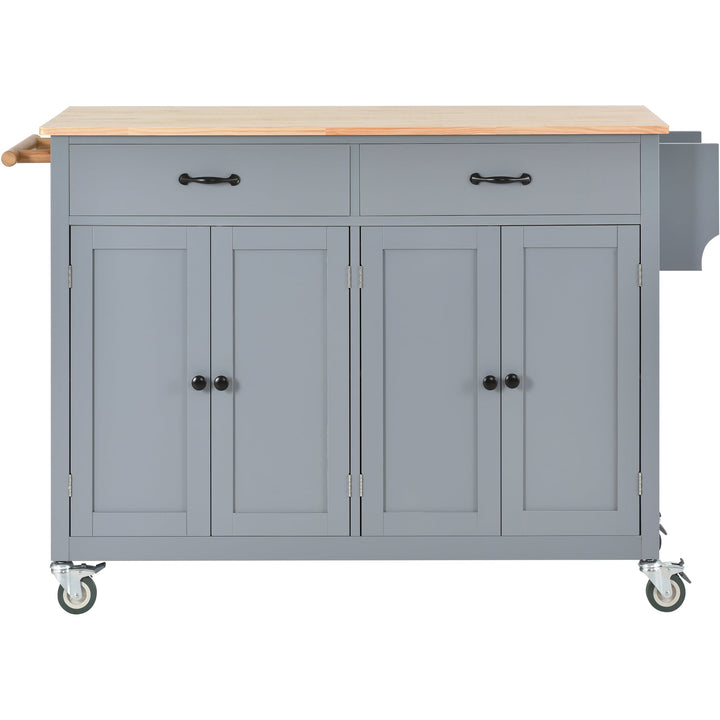 SINOFURN Gray Mdf Base with Wood Top Rolling Kitchen Cart (18.5-in x 54.33-in x 36.22-in)