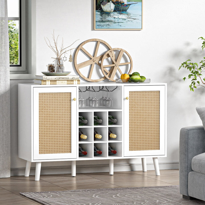 Delarpo 9-Bottle White Wood Wine Cabinet