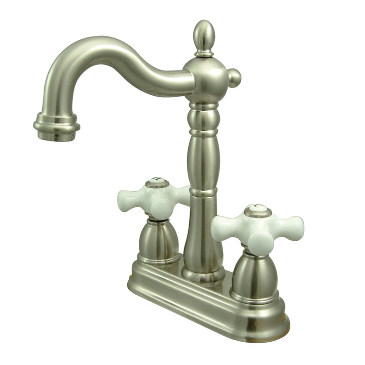 Elements of Design New Orleans Brushed Nickel 2-Handle Deck-Mount Bridge Kitchen Faucet with Deck Plate