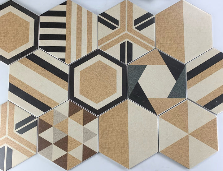 Abolos Fabrica Brown 8-in x 8-in Glazed Porcelain Hexagon Floor and Wall Tile product image