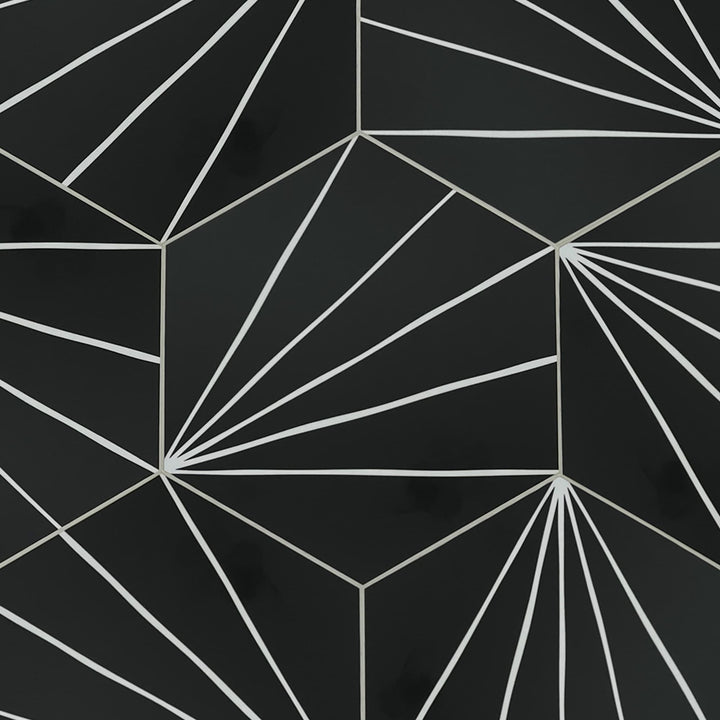 SUNWINGS Art Deco Black 6-in x 7-in Matte Composite Hexagon Peel and stick Mosaic Wall Tile product image