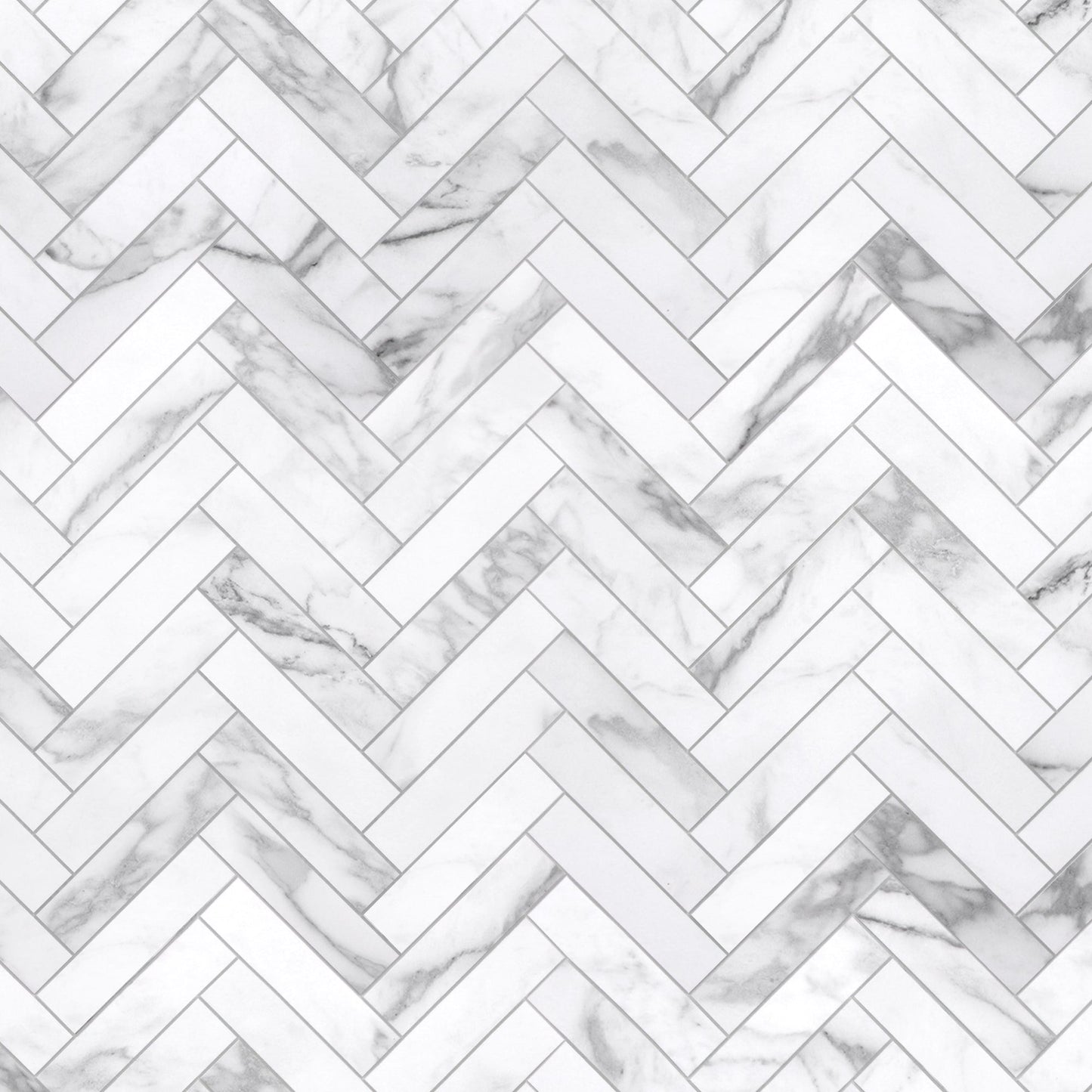 SUNWINGS Carrara White 12-in x 13-in Honed Composite Marble look Herringbone Peel and stick Mosaic Wall Tile product image
