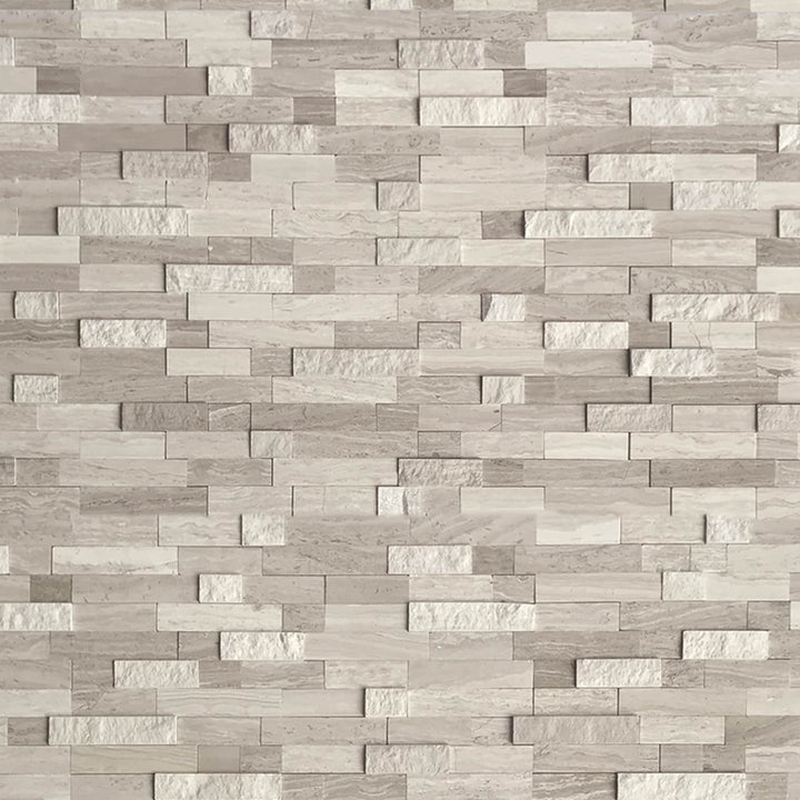 SUNWINGS 3D Stone Mixed Tan 11-in x 12-in Polished Natural stone Marble Peel and stick Mosaic Wall Tile product image