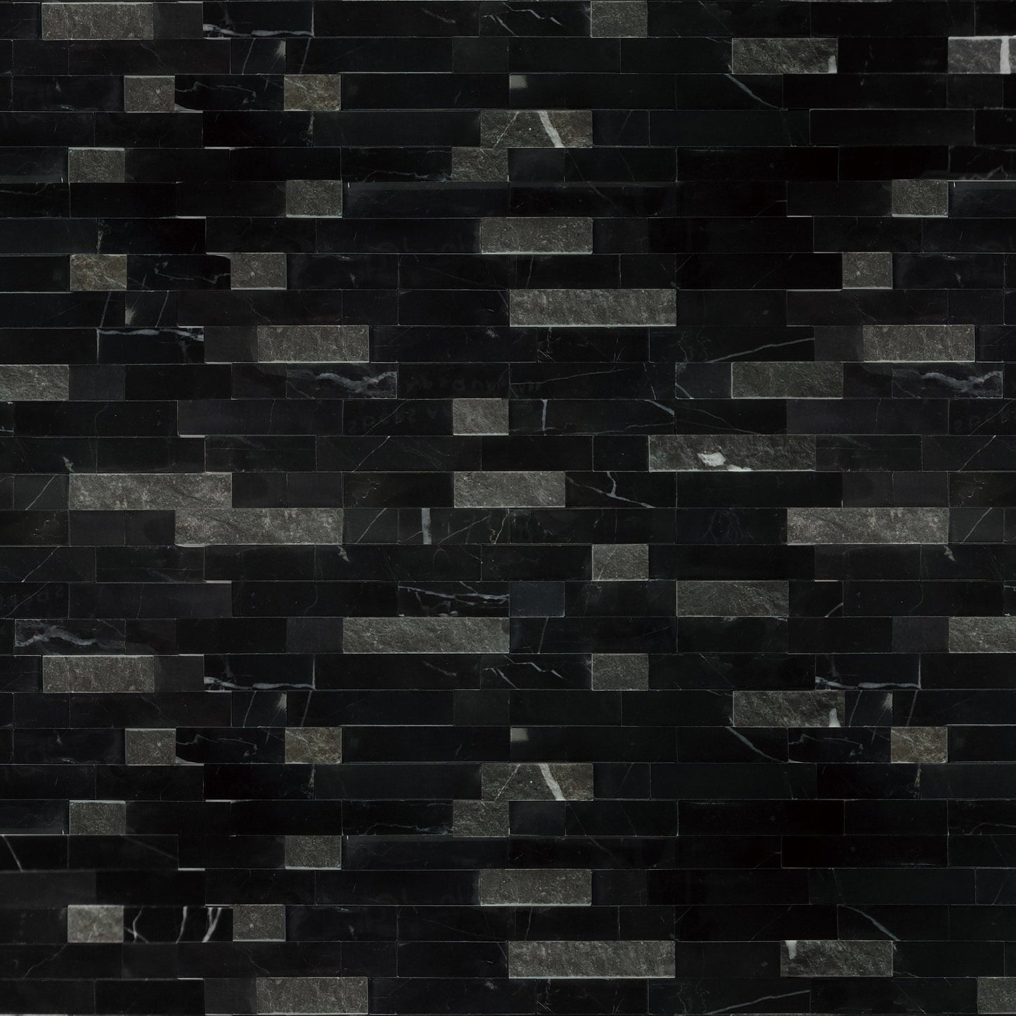 SUNWINGS 3D Stone Mixed Black 11-in x 12-in Polished Natural stone Marble Peel and stick Mosaic Wall Tile product image