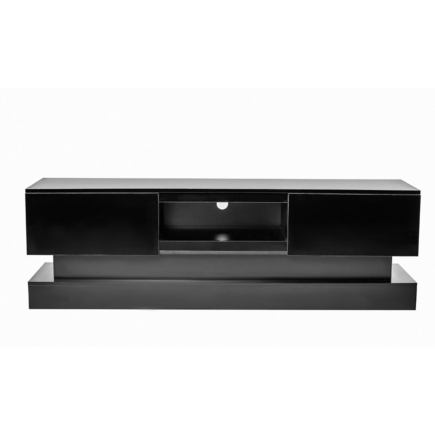 GZMR Black morden TV Stand with LED Lights Modern/Contemporary Black Tv Cabinet (Accommodates TVs up to 55-in)