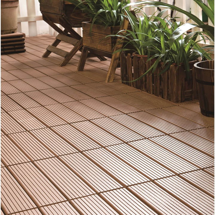 Courtyard Casual 12-in x 12-in 9-Pack Brown Prefinished Composite Deck Tile