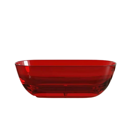 69 in. x 29.5 in. Stone Resin Solid Surface Flatbottom Freestanding Soaking Bathtub in Transparent Red