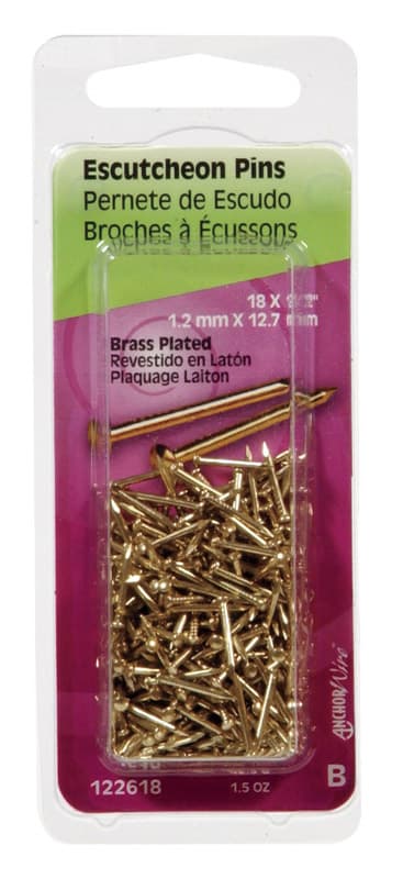 Hillman 18 Ga. x 1/2 in. Brass-Plated Steel Escutcheon Pins, 1 Pack (1.5 oz)