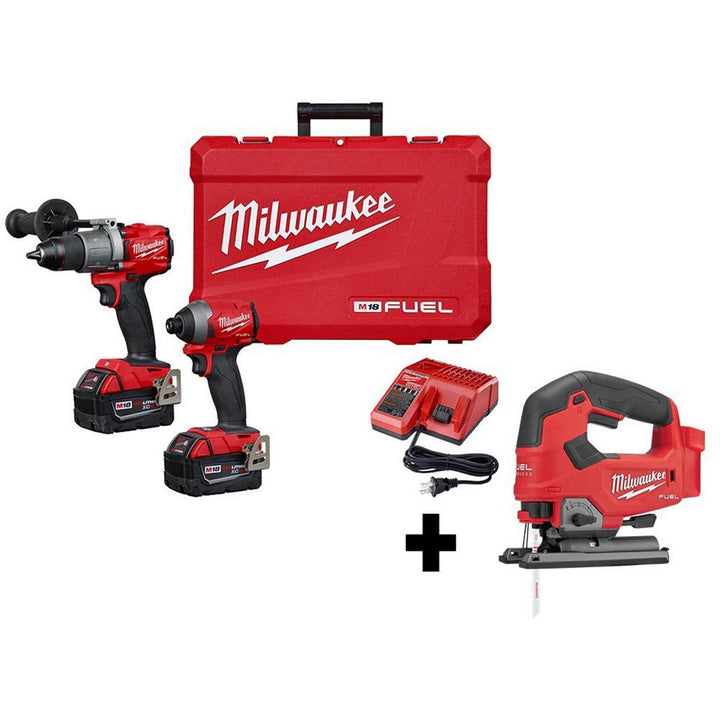 M18 FUEL 18-Volt Lithium-Ion Brushless Cordless Hammer Drill and Impact Driver Combo Kit (2-Tool) with Free FUEL Jigsaw - Super Arbor