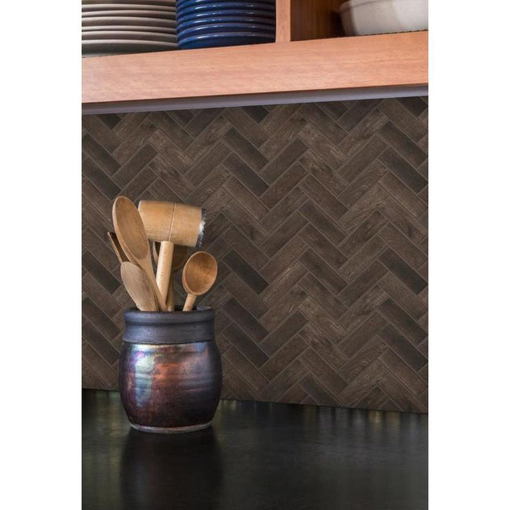 Emser Echo 14-Pack Brown Wood Look Glass Border Tile (11-in x 13-in)