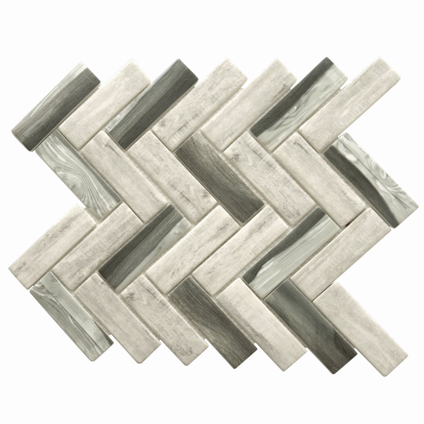 Apollo Tile Aloha Gray 12-in x 12-in Matte Recycled glass Patterned Herringbone Mosaic Floor and Wall Tile product image
