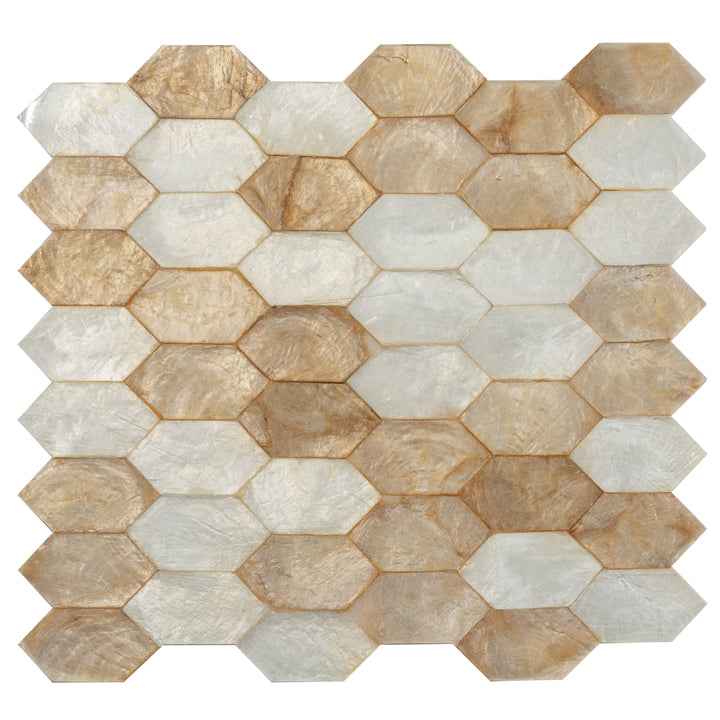 Apollo Tile Jewelicious White and Gold Natural Shell 11-in x 11-in Polished Natural shell Patterned Hexagon Mosaic Wall Tile product image