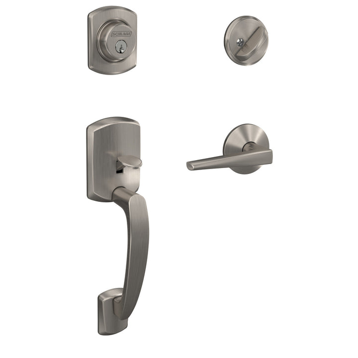 Schlage Custom Greenwich Matte Black Single Cylinder Door Handleset with Eller Lever