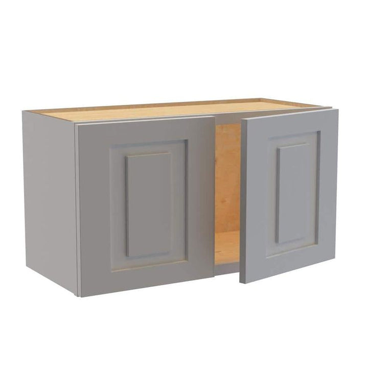 Home Decorators Collection Grayson 27 in. W x 12 in. D x 15 in. H Assembled Plywood Wall Bridge Kitchen Cabinet in Pearl Gray with Soft Close