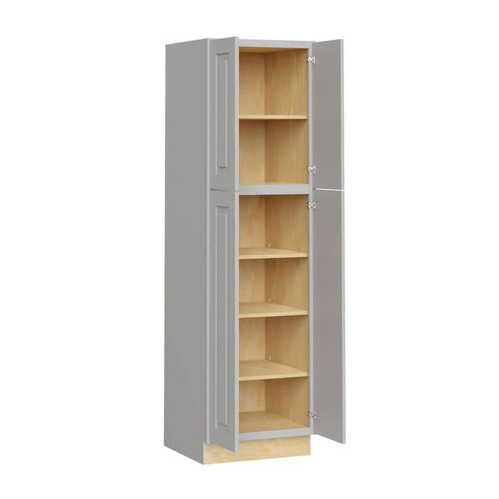 Home Decorators Collection Grayson 24 in. W x 24 in. D x 84 in. H Assembled Plywood Pantry Kitchen Cabinet in Pearl Gray with Soft Close