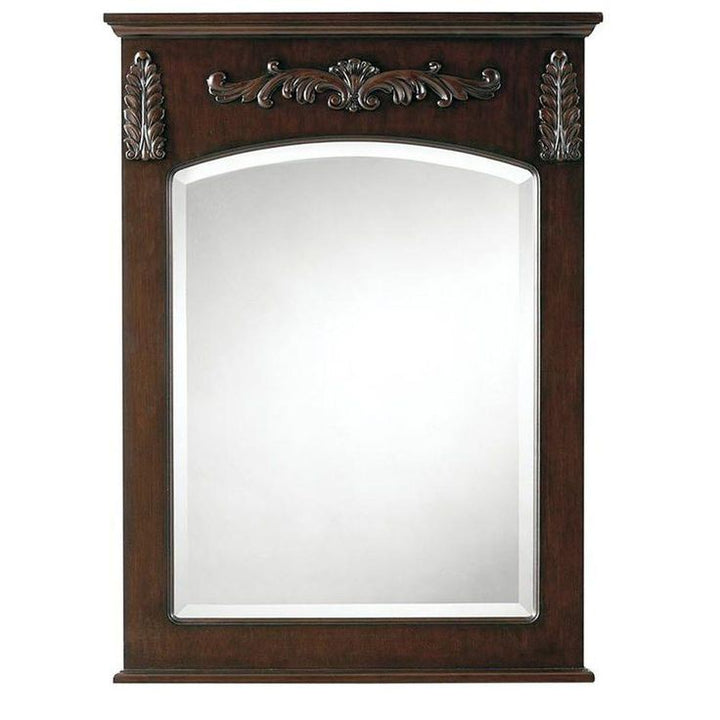 26 in. W x 35 in. H Framed Rectangular Bathroom Vanity Mirror in Antique Cherry