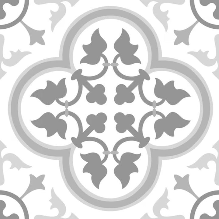 FloorPops Grey and White 2.75-mil x 12-in W x 12-in L Water Resistant Peel and Stick Vinyl Tile Flooring