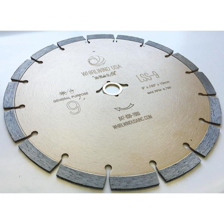 Whirlwind USA 9 in. 16-Teeth Segmented Diamond Blade for Dry or Wet Cutting Concrete, Stone, Brick and Masonry