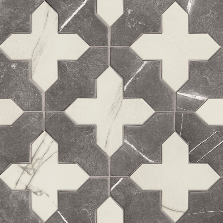 Affinity Tile Istanbul Squire Shield Night with Day Cross 6-in x 8-in Multi-finish Porcelain Marble look Multi-shaped Floor and Wall Tile product image
