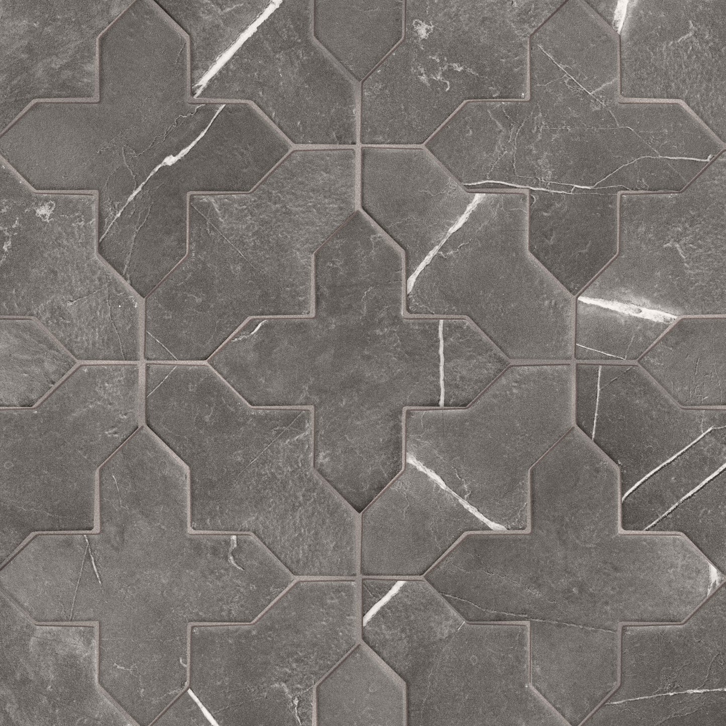 Affinity Tile Istanbul Squire Shield Night with Night Cross 6-in x 8-in Multi-finish Porcelain Marble look Multi-shaped Floor and Wall Tile product image