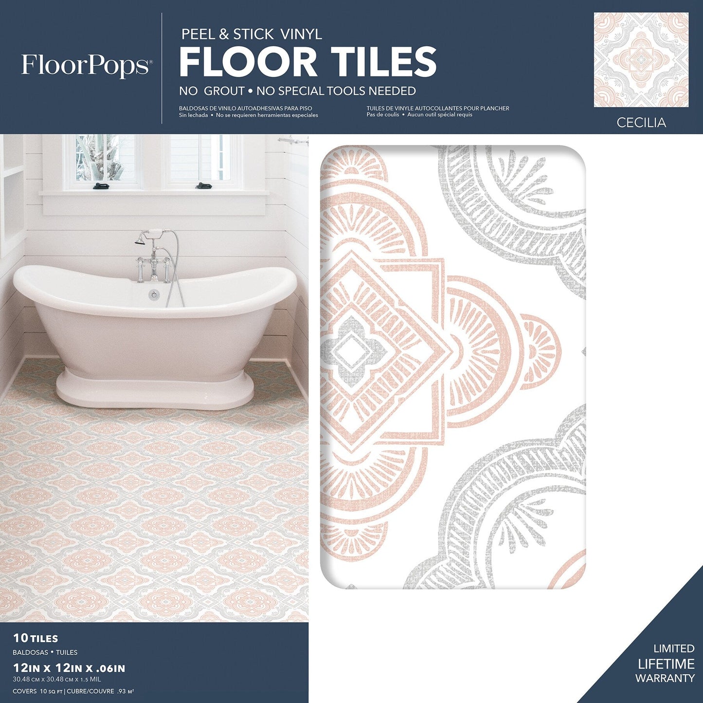 FloorPops White 12-in x 12-in Water Resistant Peel and Stick Vinyl Tile Flooring (20-sq ft)