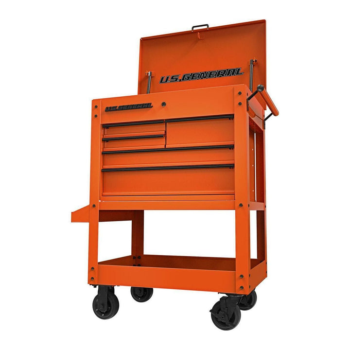 U.S. General 30 in. 5-Drawer Mechanic's Cart – Orange